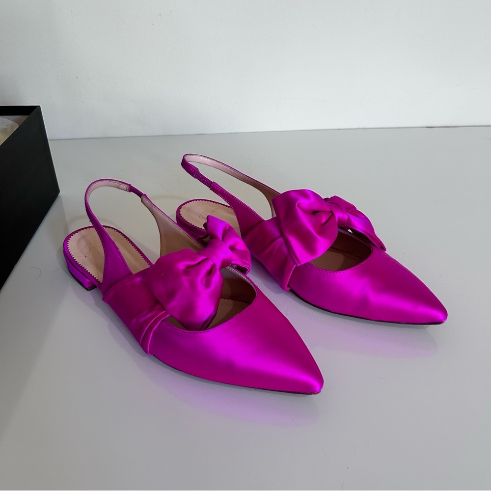 J. Crew Pink Satin Flats with Bow